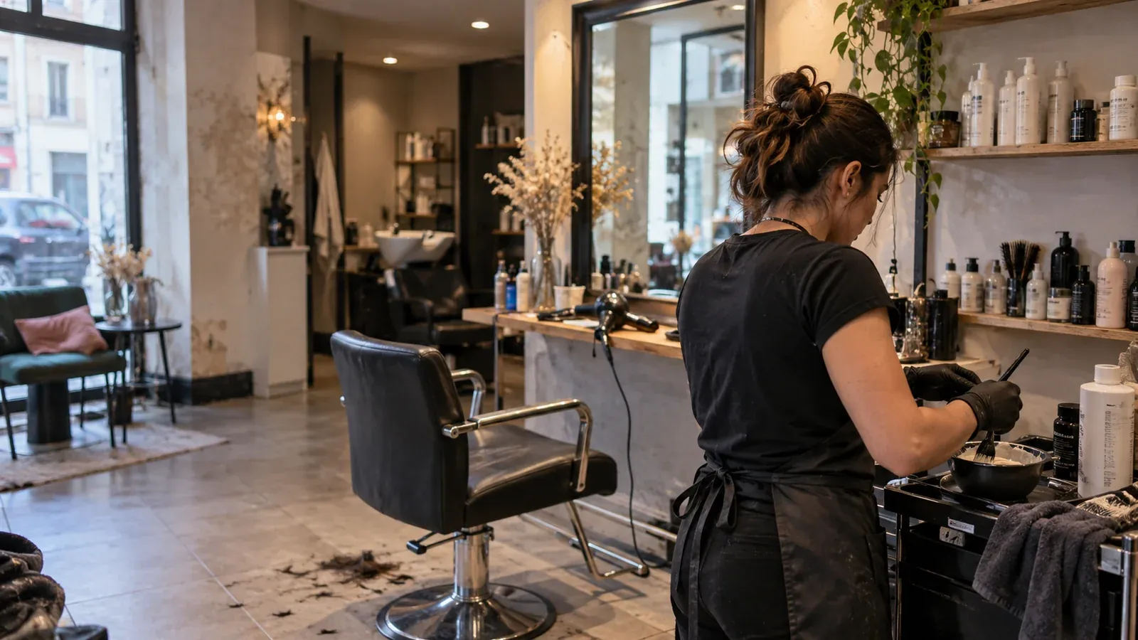 Salon de coiffure moderne et lumineux